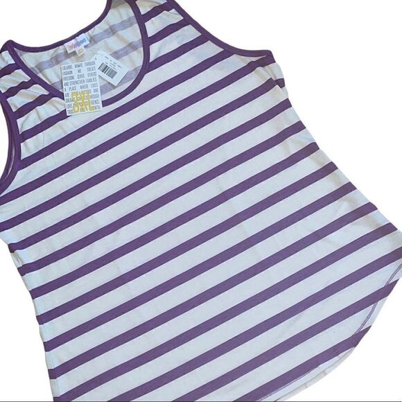 LuLaRoe Womens 3XL White & Purple Striped Tank Top Sleeveless Layering Plus Size - Picture 2 of 11